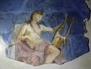 Fragmentary fresco showing the god Apollo