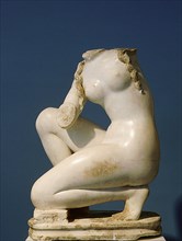 Marble statue of bathing Aphrodite, a copy of the celebrated Hellenistic statue of the 3rd C BC