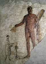 A fresco showing Hercules and a worshipper from a tomb from the Isola Sacra cemetery near Ostia