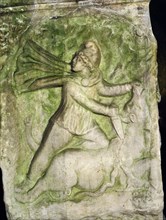 A relief of Mithras slaying the bull, the first of living creatures from whose blood, corn and all other forms of life arose