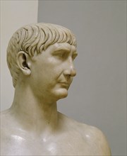 A marble bust of Emperor Trajan who ruled from AD 97 to 117