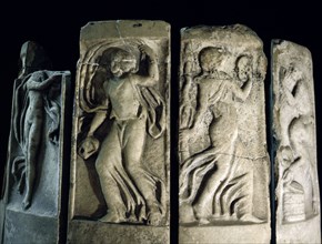 Relief carving of dancing maenads and Pan playing his pipes
