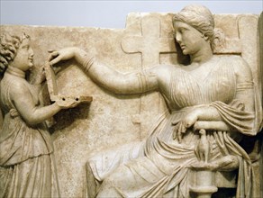Relief showing a Roman woman and her servant
