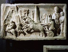 Funerary relief for a magistrate responsible for organising chariot races in the circus