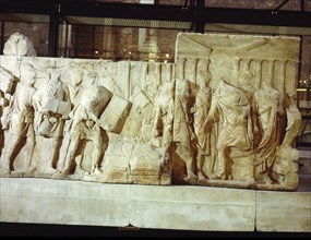 Part of a marble relief apparently showing various measures taken by Trajan