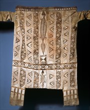 A painted cloth costume worn by a Senufo Poro society masquerader