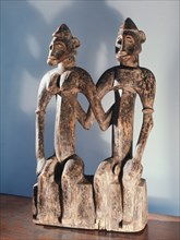 An unusual single carving depicting a primordial couple, founders of a Senufo lineage