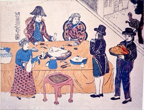 A Japanese view of a European merchant and his family at table