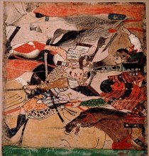 Scroll fragment depicting the battle of Rokuhara