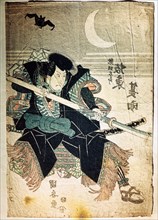 Woodcut of Kabuki actor in the role of Katagiriya Kosuke