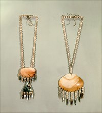 Shell bead necklaces with stone and abalone shell pendants