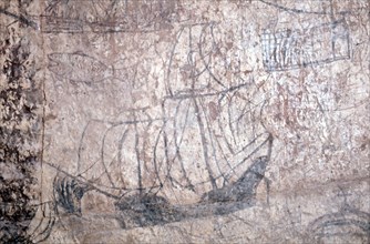 Wall drawings of ships made by Portuguese sailors at Fort Jesus