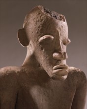 Detail of a terracotta figure of a man excavated in the Djenne/Moptiarea