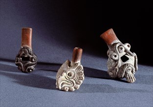 Small pottery whistles used by Aztec dancers at festivals to mark time