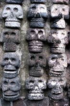 Detail of the Tzompantli or skull rack found in the excavations in the Templo Mayor