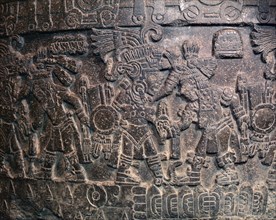 Detail of the Stone of Tizoc which depicts the rulers conquests