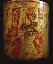 Polychrome vase decorated with eleven figures involved in battle