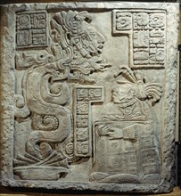 Lintel 15 of Yaxchilan Structure 21, from a series illustrating the accession rituals of the ruler Lord Bird Jaguar