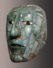 The jade burial mask of Pacal found in the Temple of the Inscriptions at Palenque