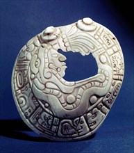 Shell pendant with head of a Mayan dignitary