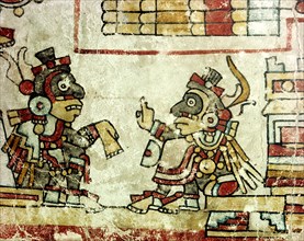 Detail of a page from the Codex Becker depicting two war chiefs