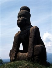 Massive Olmec seated stone figure