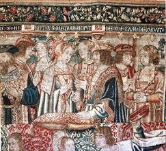 Detail from the tapestry The Wedding of Mestra from the series The Story of Mestra