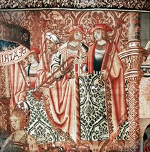 Detail from the tapestry The Wedding of Beatrice from the series The Story of the Swan Knight, the French version of Lohengrin
