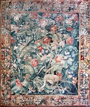 Tapestry with bird in exotic foliage