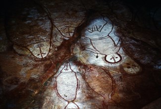 Aboriginal painting on a cave ceiling of a Wandjina