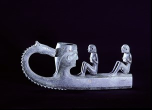 Pipe depicting the spirits of a couple and a horse