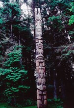 Totem pole belonging to the Yaadaas clan of the Haida