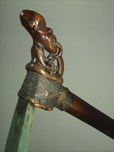 A tokipoutangata, ceremonial chiefs adze, used to invoke the gods while making the first chips of a canoe or house carving