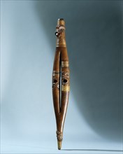 An unusual double chambered Maori putorino, or flute trumpet