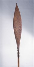 Painted war canoe paddle collected by Captain Cook on the East Coast of the North Island in 1769