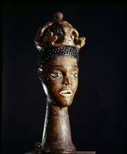 Dance mask of the Ejagham Ekpe mens association, in the form of Queen Victoria