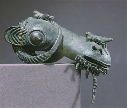 A lost wax cast of a rams head from Igbo Ukwu
