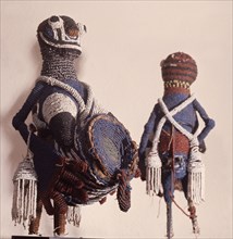 Yoruba beaded figures, possibly used on shrine, but more likely made for sale to expatriates