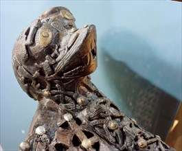 Monster head carving from one of the sledges found in the Oseberg Ship burial