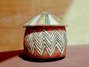 A painted pot and cover from Kerma in ancient Nubia