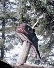 The mortuary pole of a Tlingit chief
