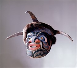 Mask said to represent a human although the significance of the three horns remains unknown