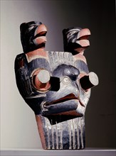 Dance mask of a type produced by the Salish often called a Cowichan type mask