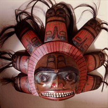 Chiefs ceremonial crest headdress representing the sun