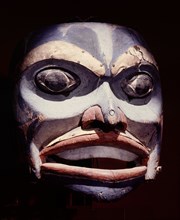 Mask with moveable eyes portraying the spirit of sleep