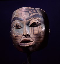 Mask representing the face of an old womans spirit