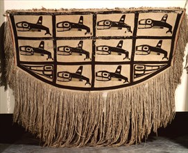 Chilkat blanket with design said to represent a school of killer whales