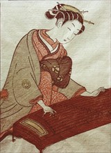 The courtesan Handayu with a drum (tsuzumi)