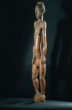Carved female figure from the middle Sepik area, probably a depiction of a female clan ancestress from a mens meeting house