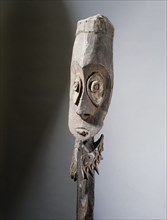 Abstract wooden figure from the Sepik area, probably a depiction of a clan spirit from a mens meeting house